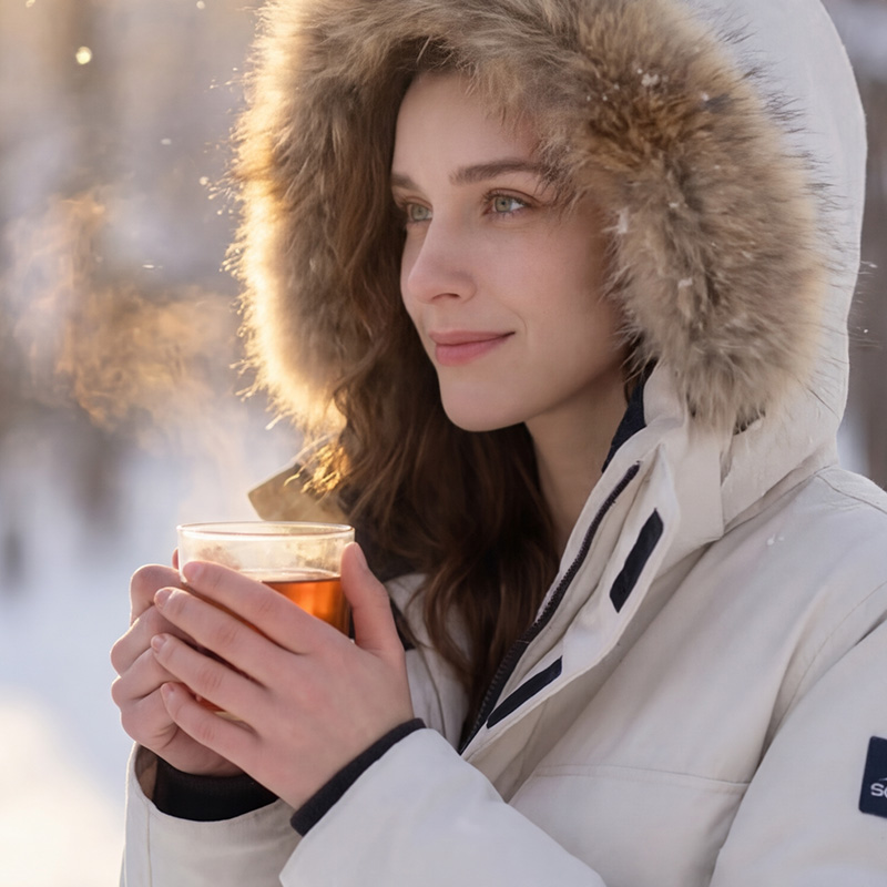 SCUBALY-YR268029 пуховик-парка с капюшоном, меховым воротником, в рабочем стиле