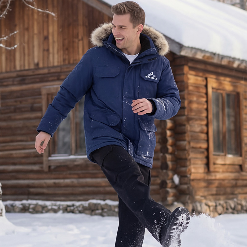 SCUBALY-YR268029 пуховик-парка с капюшоном, меховым воротником, в рабочем стиле