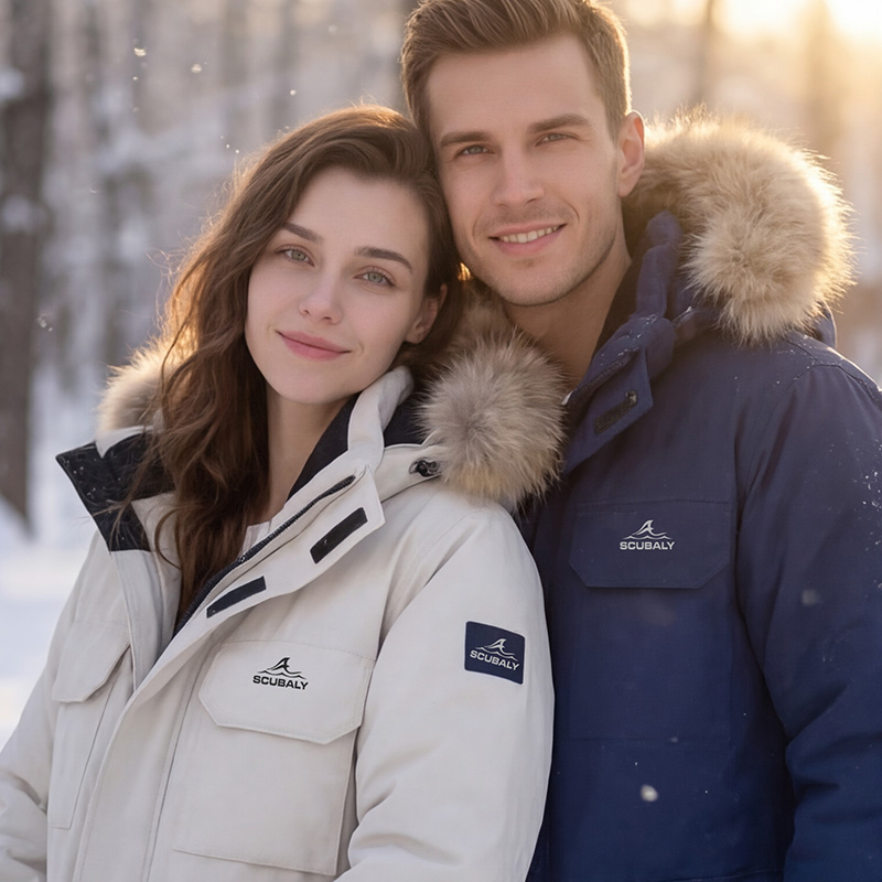 SCUBALY-YR268029 пуховик-парка с капюшоном, меховым воротником, в рабочем стиле