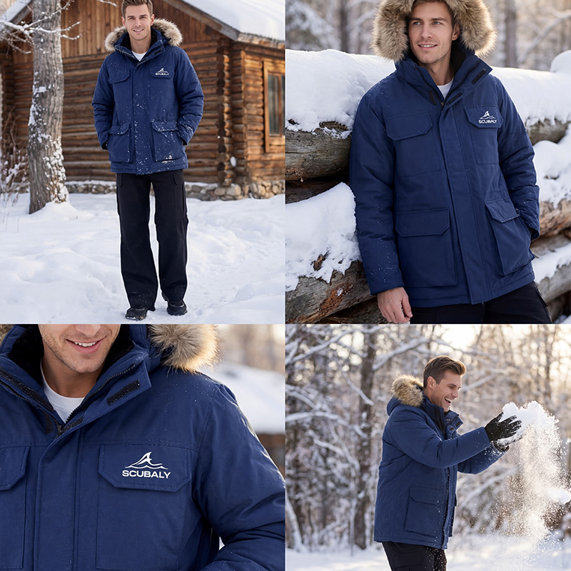 SCUBALY-YR268029 пуховик-парка с капюшоном, меховым воротником, в рабочем стиле