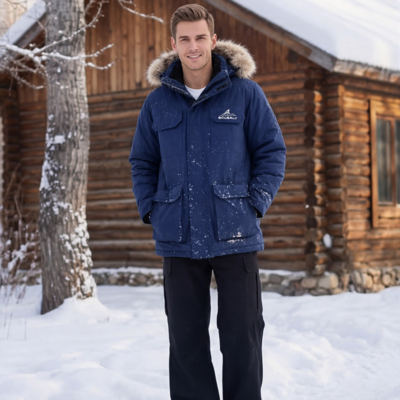 SCUBALY-YR268029 пуховик-парка с капюшоном, меховым воротником, в рабочем стиле