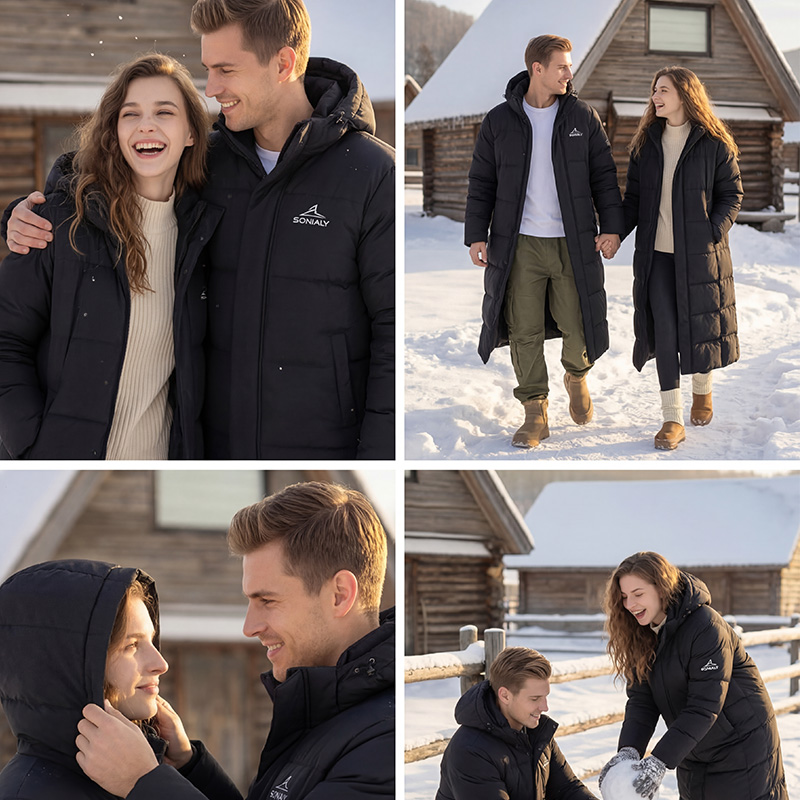 SCUBALY-YR268030 длинный тёплый пуховик-пафф из гусиного пуха с капюшоном