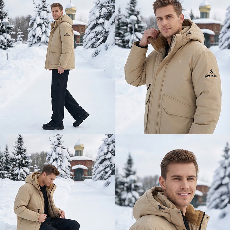 SCUBALY-YR268032 пуховик-пафф в рабочем стиле с капюшоном