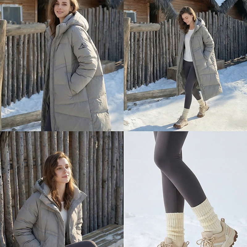 SCUBALY-YR268035 длинный пуховик с капюшоном с высоким содержанием пуха