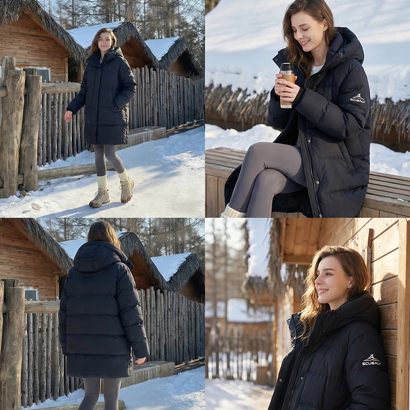 SCUBALY-YR268035 длинный пуховик с капюшоном с высоким содержанием пуха