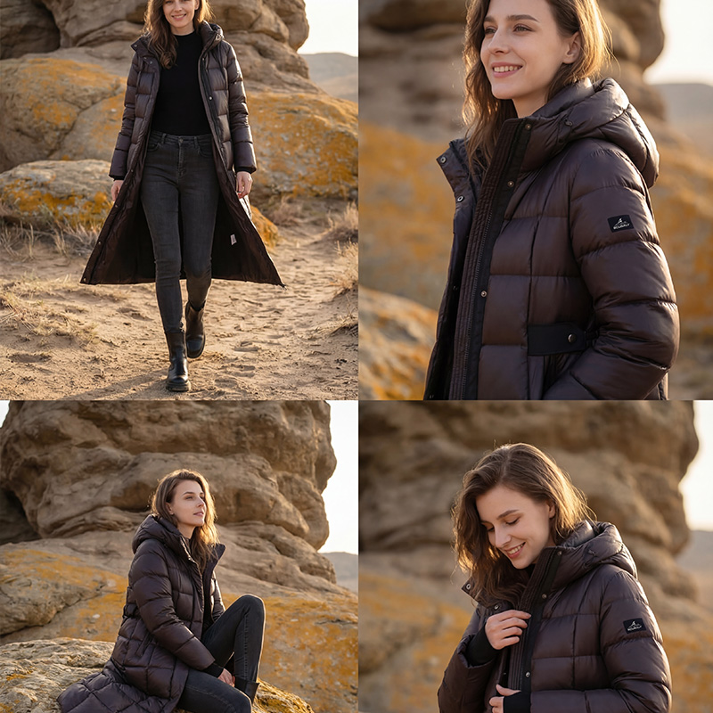 SCUBALY-YR268036 длинный пуховик с капюшоном, защитная зимняя куртка