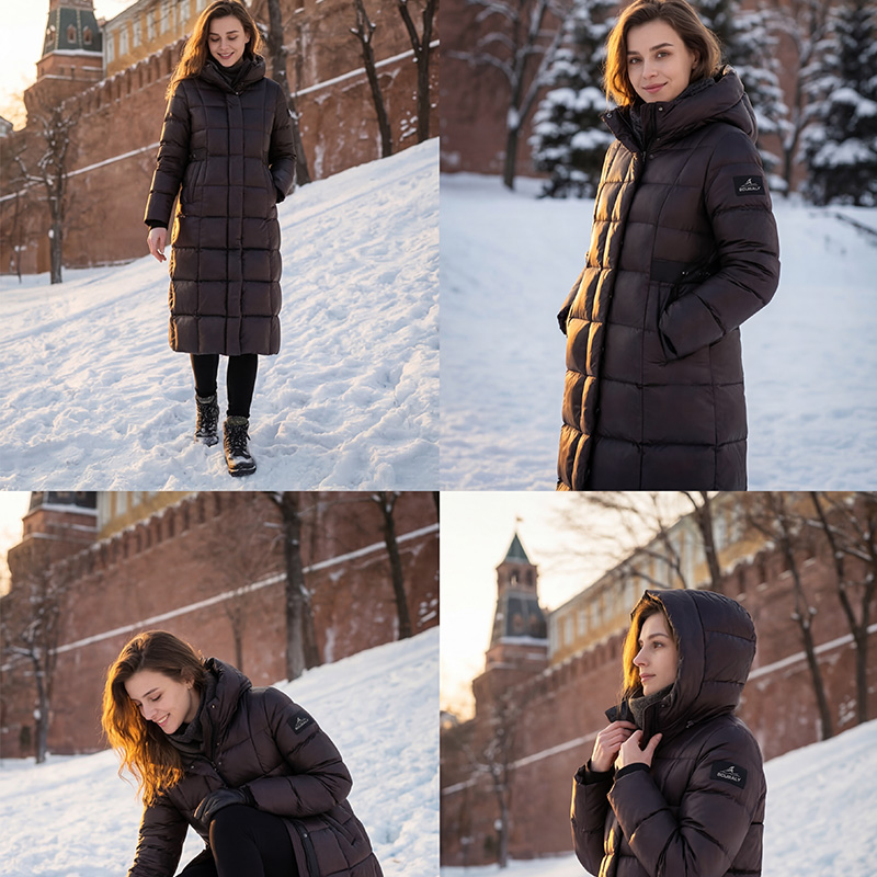 SCUBALY-YR268036 длинный пуховик с капюшоном, защитная зимняя куртка