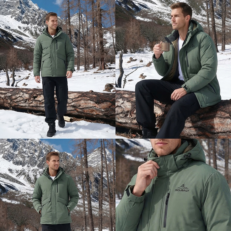SCUBALY-YR268050 пуховик в рабочем стиле с капюшоном