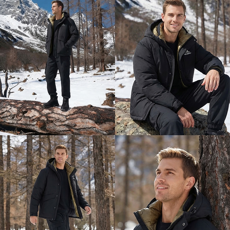 SCUBALY-YR268050 пуховик в рабочем стиле с капюшоном