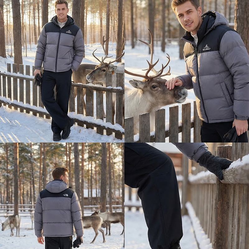 SCUBALY-YR268060 пуховик-пафф с капюшоном и контрастными вставками