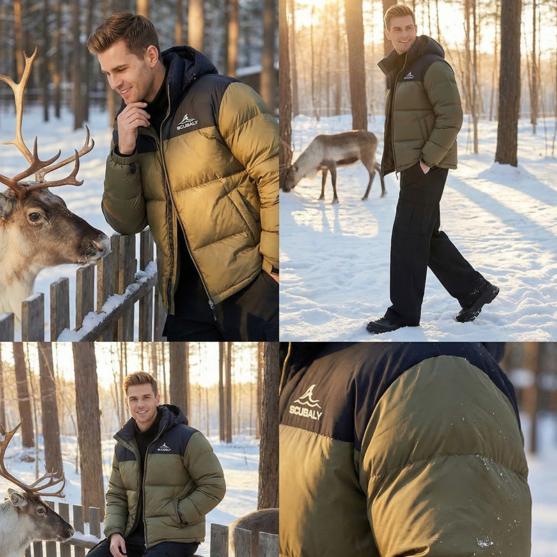 SCUBALY-YR268060 пуховик-пафф с капюшоном и контрастными вставками