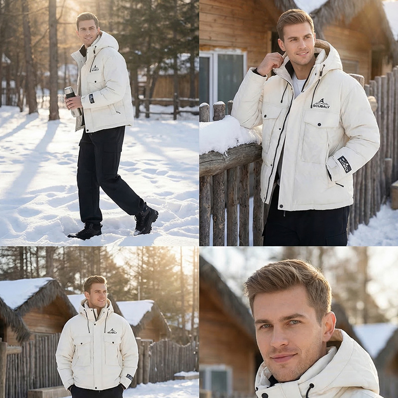 SCUBALY-YR268067 тёплый пуховик в рабочем стиле с капюшоном