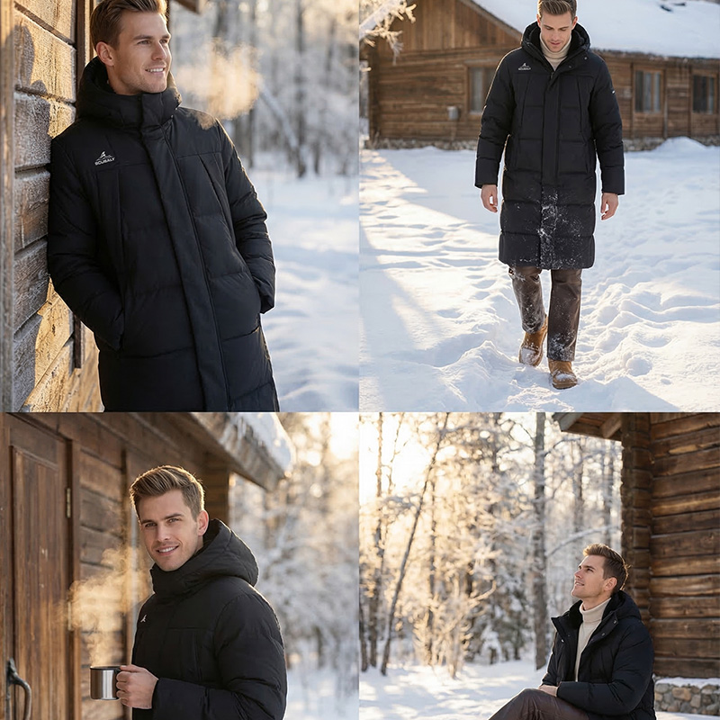 SCUBALY-YR268069 длинный тёплый пуховик-пафф с капюшоном, парная модель