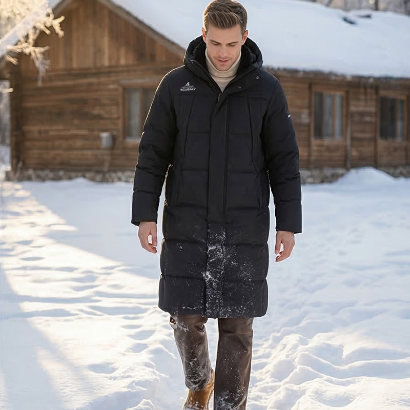 SCUBALY-YR268069 длинный тёплый пуховик-пафф с капюшоном, парная модель
