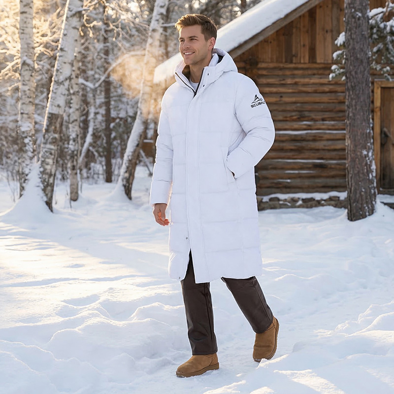 SCUBALY-YR268069 длинный тёплый пуховик-пафф с капюшоном, парная модель