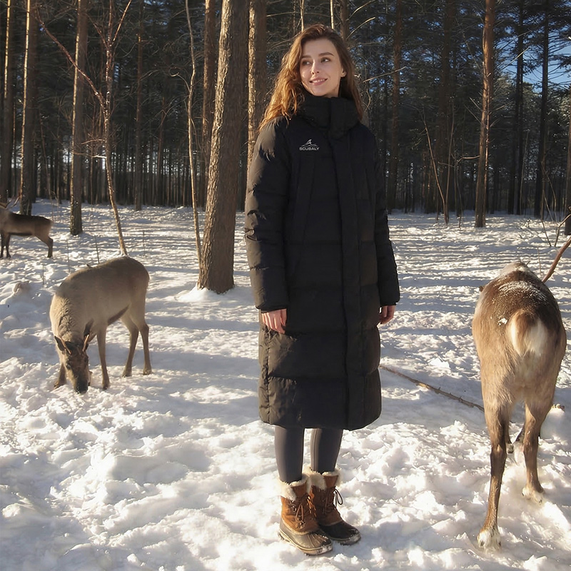 SCUBALY-YR268069 длинный тёплый пуховик-пафф с капюшоном, парная модель