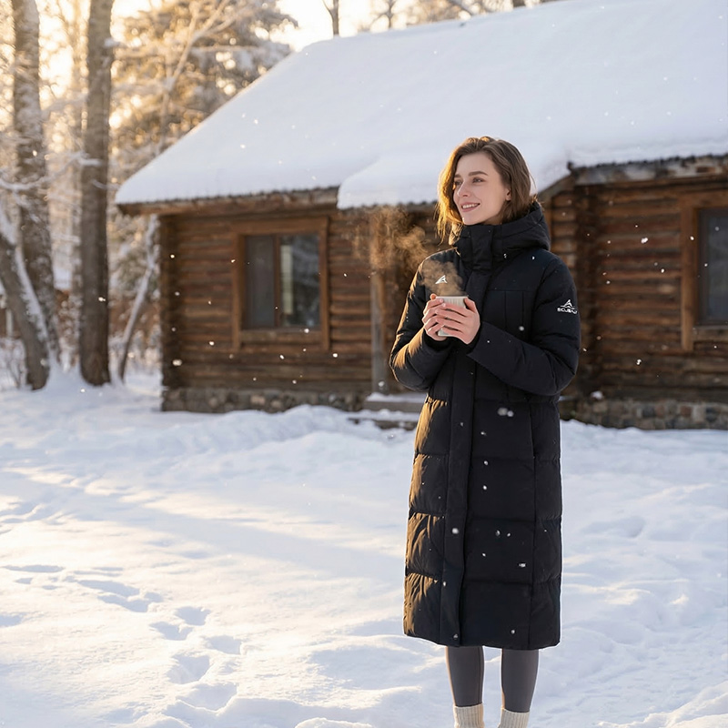 SCUBALY-YR268069 длинный тёплый пуховик-пафф с капюшоном, парная модель