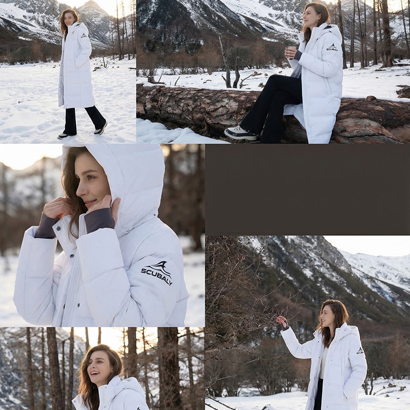 SCUBALY-YR268069 длинный тёплый пуховик-пафф с капюшоном, парная модель