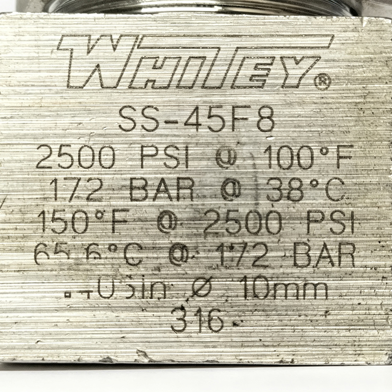 Клапан шаровой из нержавеющей стали Whitey, модель SS-45F8, NPT 1/2 дюйма, 2500 PSI