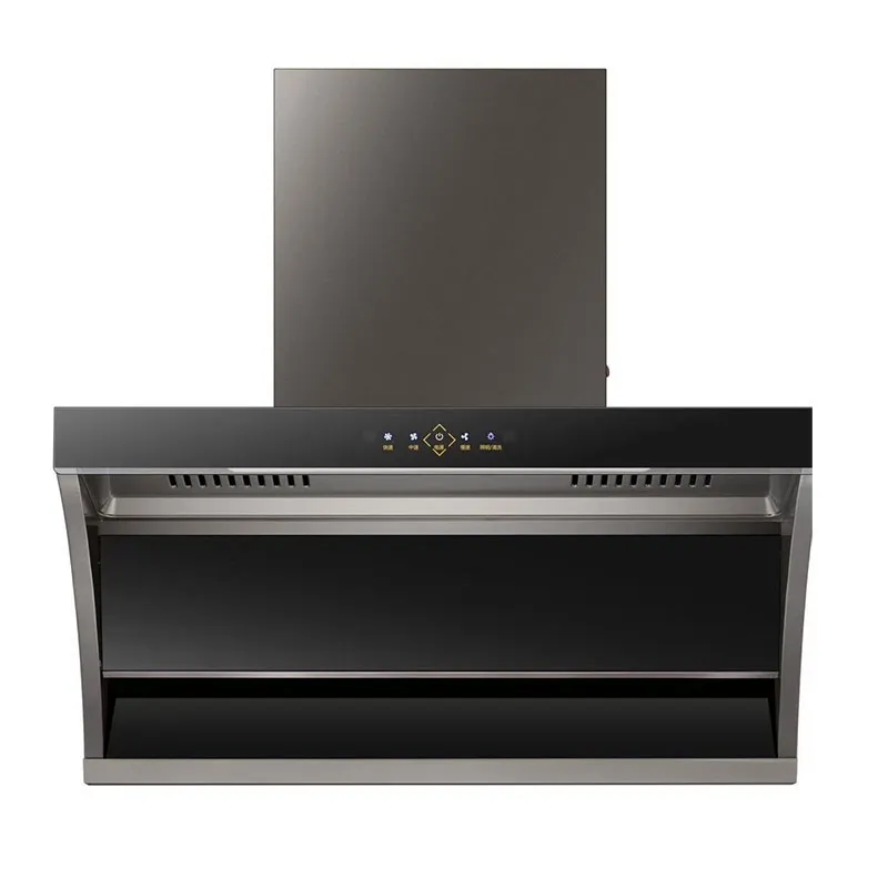 Вытяжка с верхним и боковым всасыванием, двигатель из чистой меди, мощное торнадо-всасывание и быстрый отвод, синхронная работа для улавливания дыма по всей зоне, чистая кухня без дыма