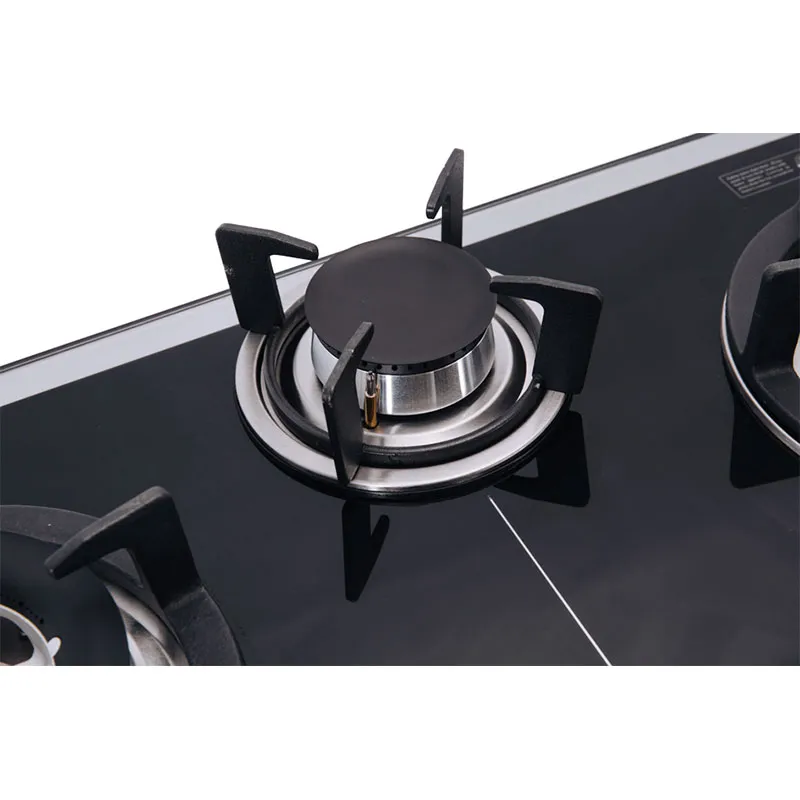 Кухонный электроприбор: встраиваемая газовая плита с закалённым стеклом панели, 3 конфорки