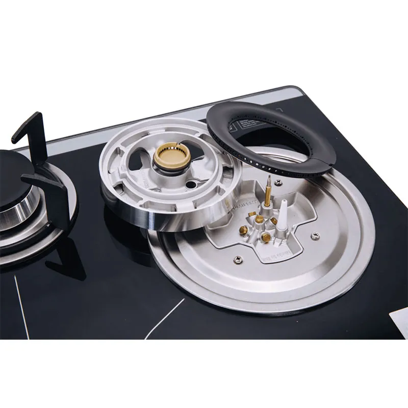 Кухонный электроприбор: встраиваемая газовая плита с закалённым стеклом панели, 3 конфорки
