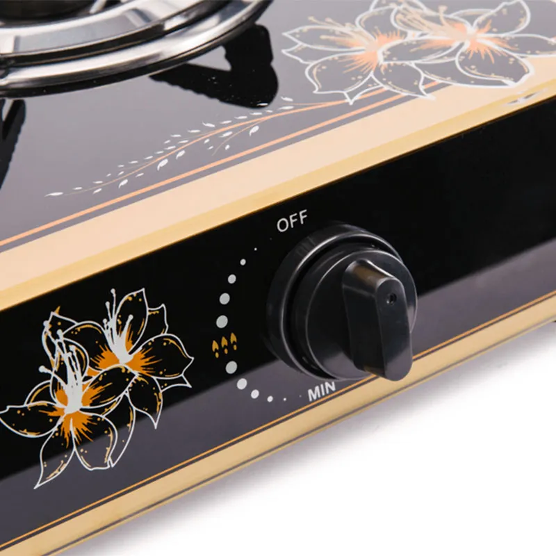 Высококачественная встраиваемая/настольная газовая плита с закалённым стеклом панели, 2 конфорки, для дома, электронный розжиг