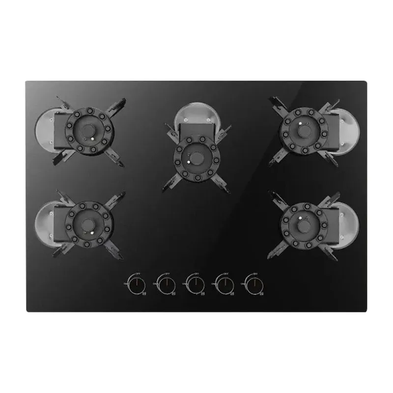 Оптом: домашняя газовая плита с 5 конфорками высокой мощности, выдвижной крышкой «волшебный диск», встраиваемая с стеклянной панелью, адаптирована для сжиженного/природного газа