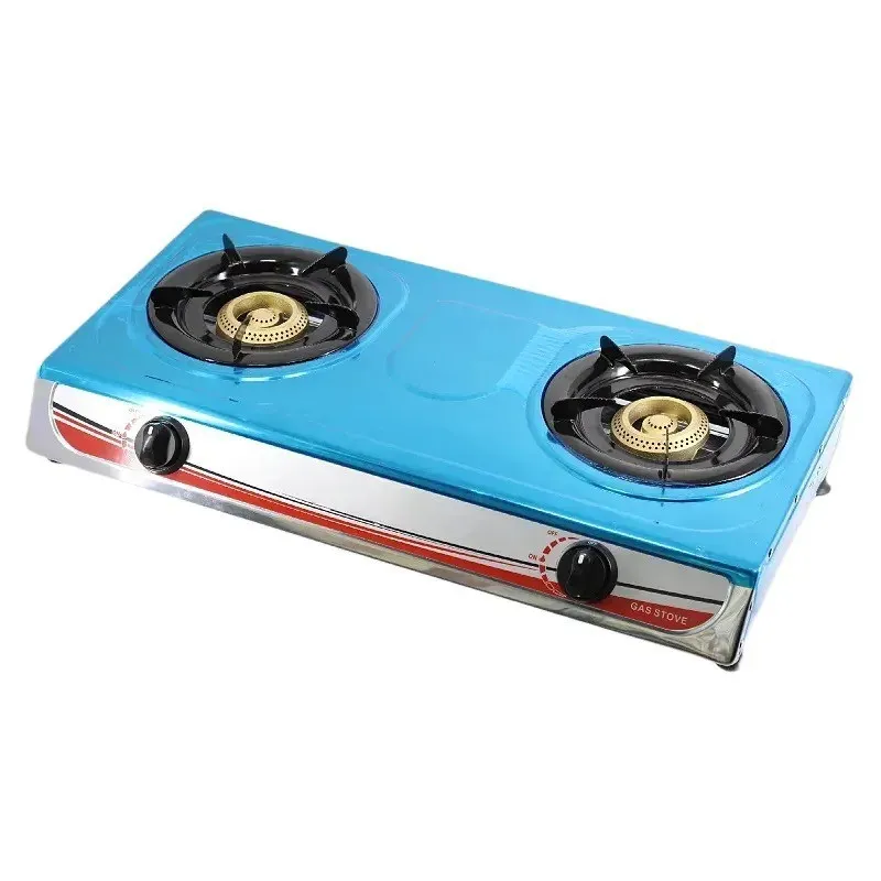 Газовая плита с двумя мощными конфорками, настольная, из нержавеющей стали, двойная варочная панель, коррозионностойкая, долговечная, домашняя