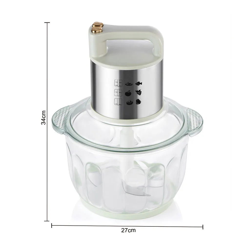 Электрический кухонный комбайн на 5 л, портативный с ручкой, стеклянная многофункциональная домашняя овощерезка, измельчитель пищевых продуктов