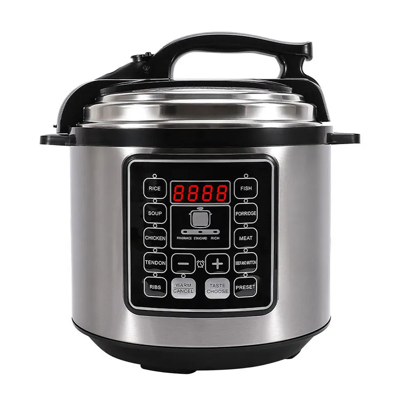 Многофункциональная электрическая скороварка серебристого цвета из нержавеющей стали для дома или отеля, со светодиодным дисплеем, на 5-6 литров