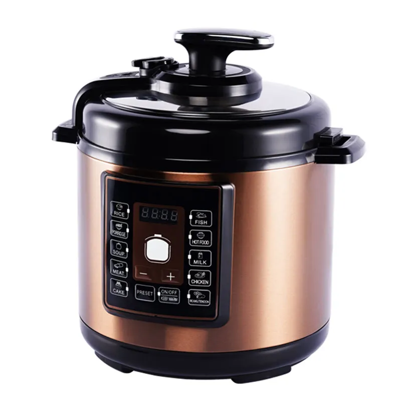 Энергосберегающая многофункциональная электрическая скороварка из нержавеющей стали на 6 л со светодиодным дисплеем, домашняя, с антипригарным покрытием, также выполняет функцию рисоварки