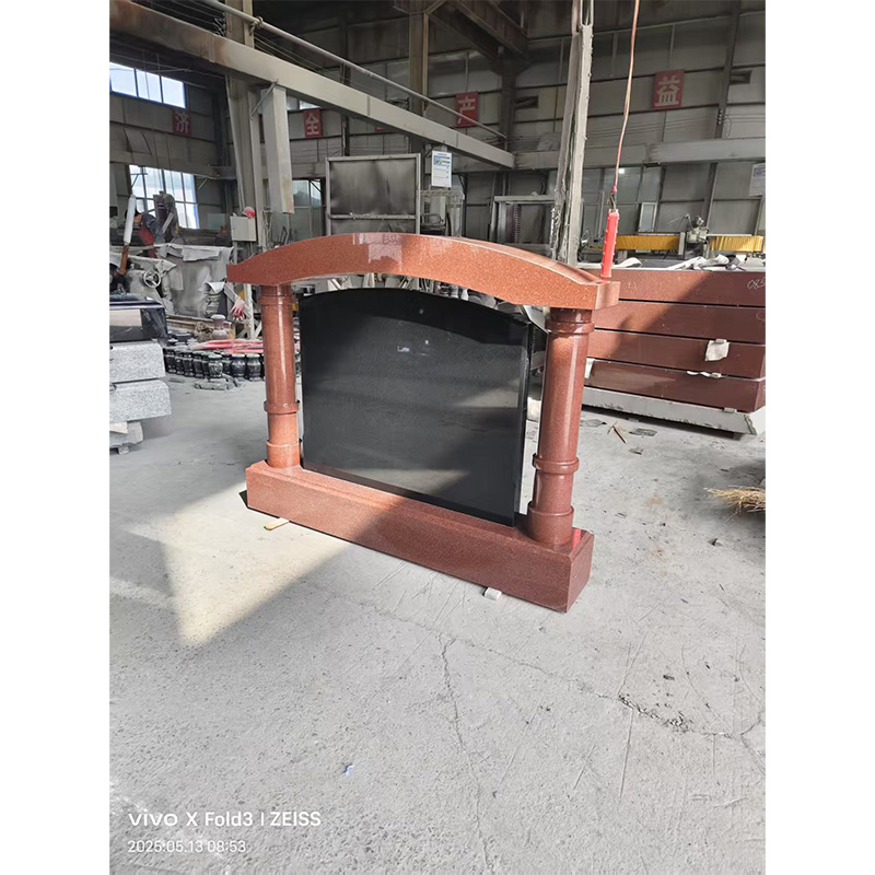 Monument made of red and black granite with arched design (double) to order