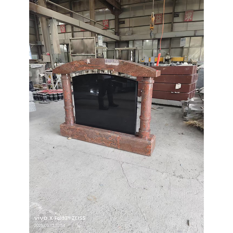 Monument made of red and black granite with arched design (double) to order