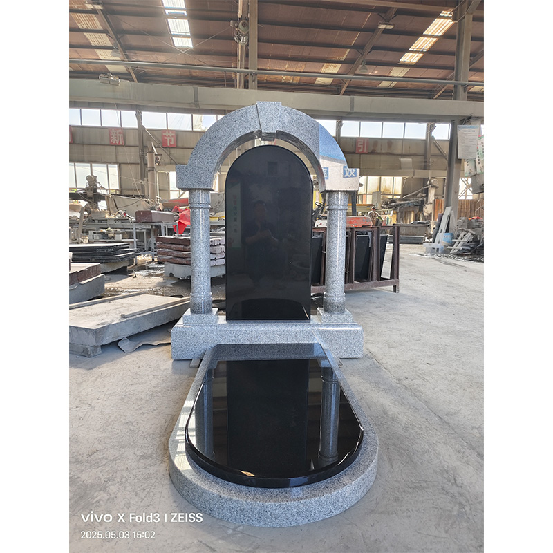Monument made of black granite G603 with arched design to order