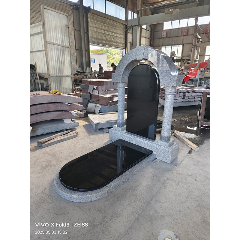 Monument made of black granite G603 with arched design to order