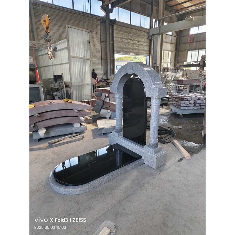 Monument made of black granite G603 with arched design to order
