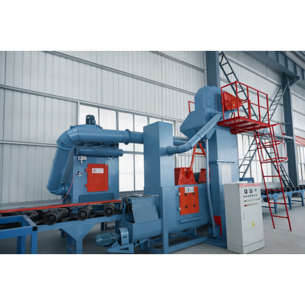 Разработанная нашей компанией установка для дробеструйной очистки наружной поверхности стальных труб успешно запущена в производство