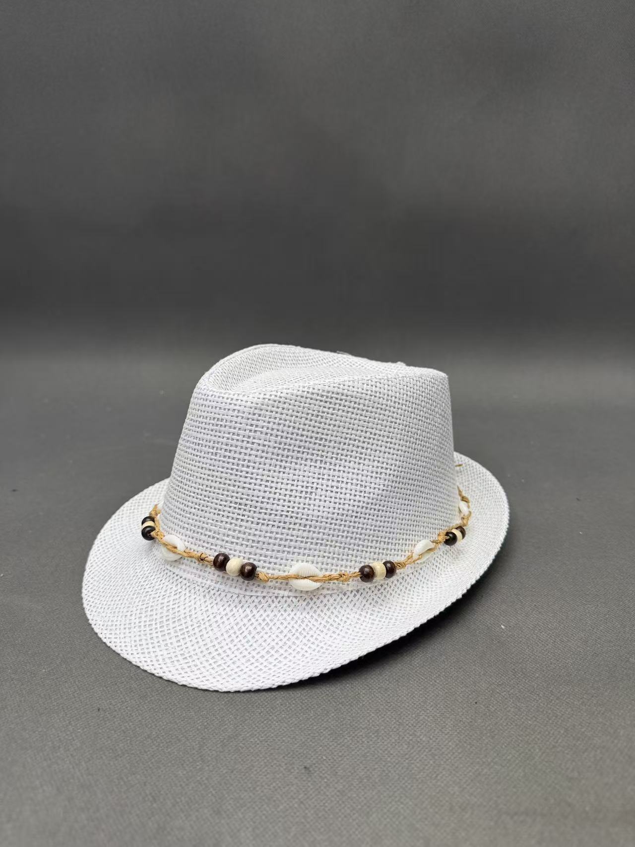 Coastal Bohemian Shell Beaded Straw Fedora Hat
