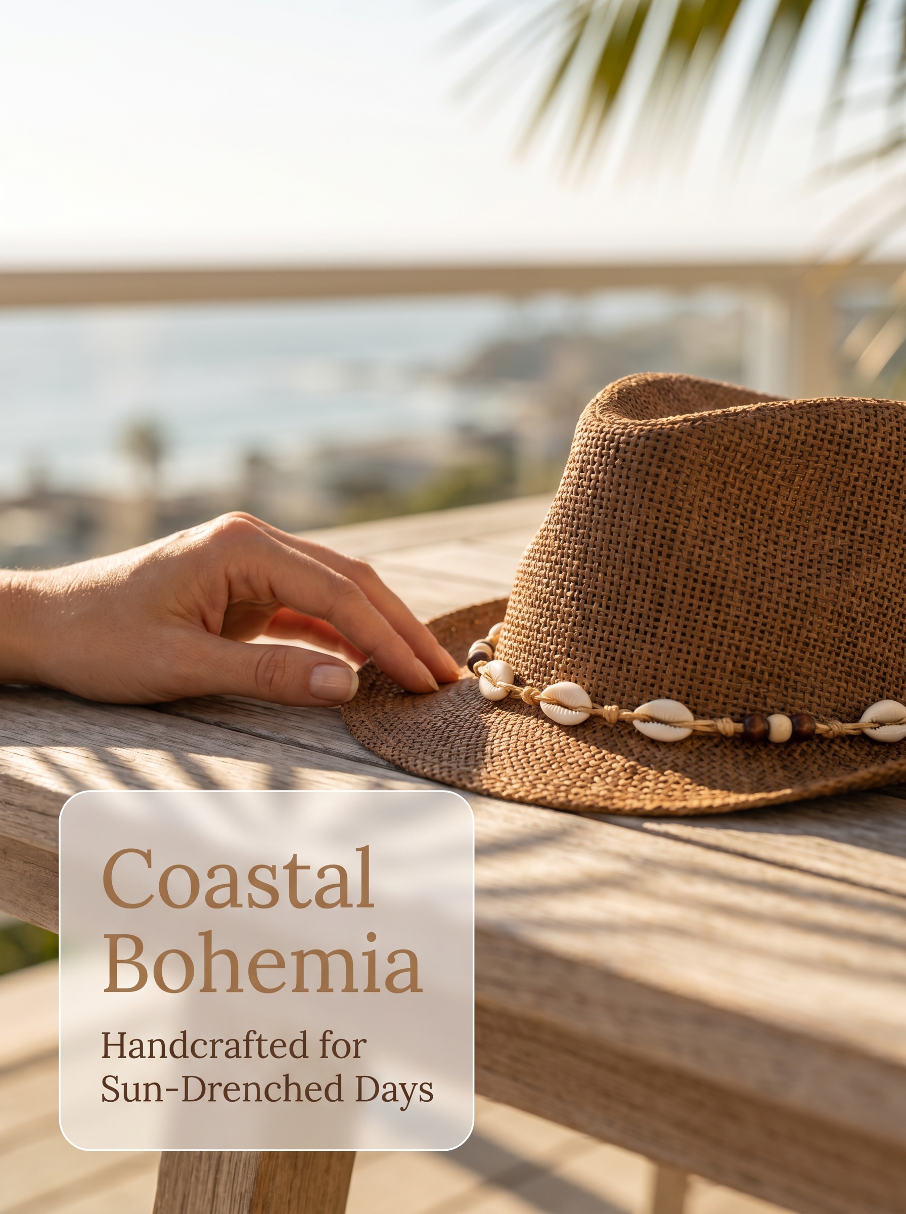 Coastal Bohemian Shell Beaded Straw Fedora Hat
