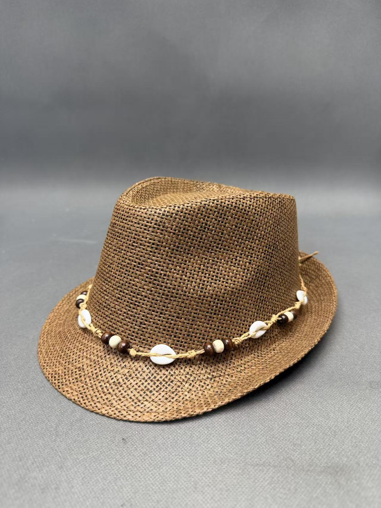 Coastal Bohemian Shell Beaded Straw Fedora Hat