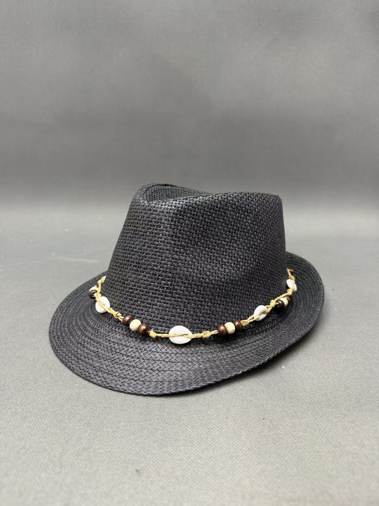 Coastal Bohemian Shell Beaded Straw Fedora Hat