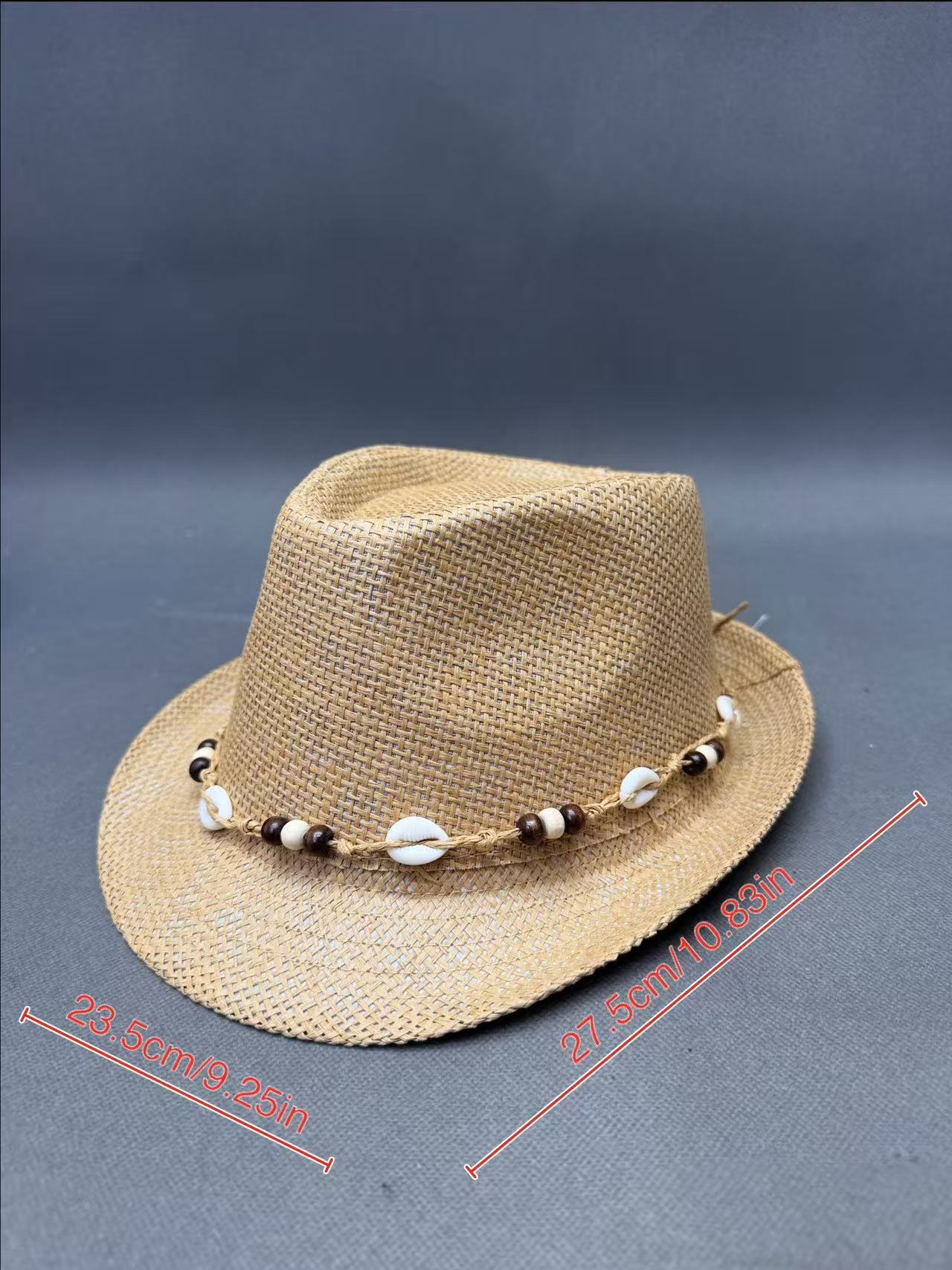 Coastal Bohemian Shell Beaded Straw Fedora Hat