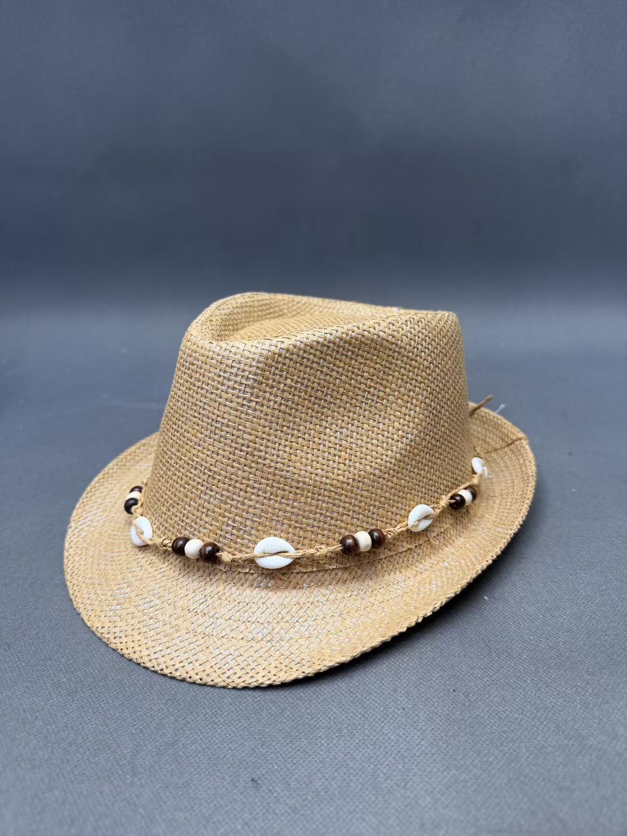 Coastal Bohemian Shell Beaded Straw Fedora Hat