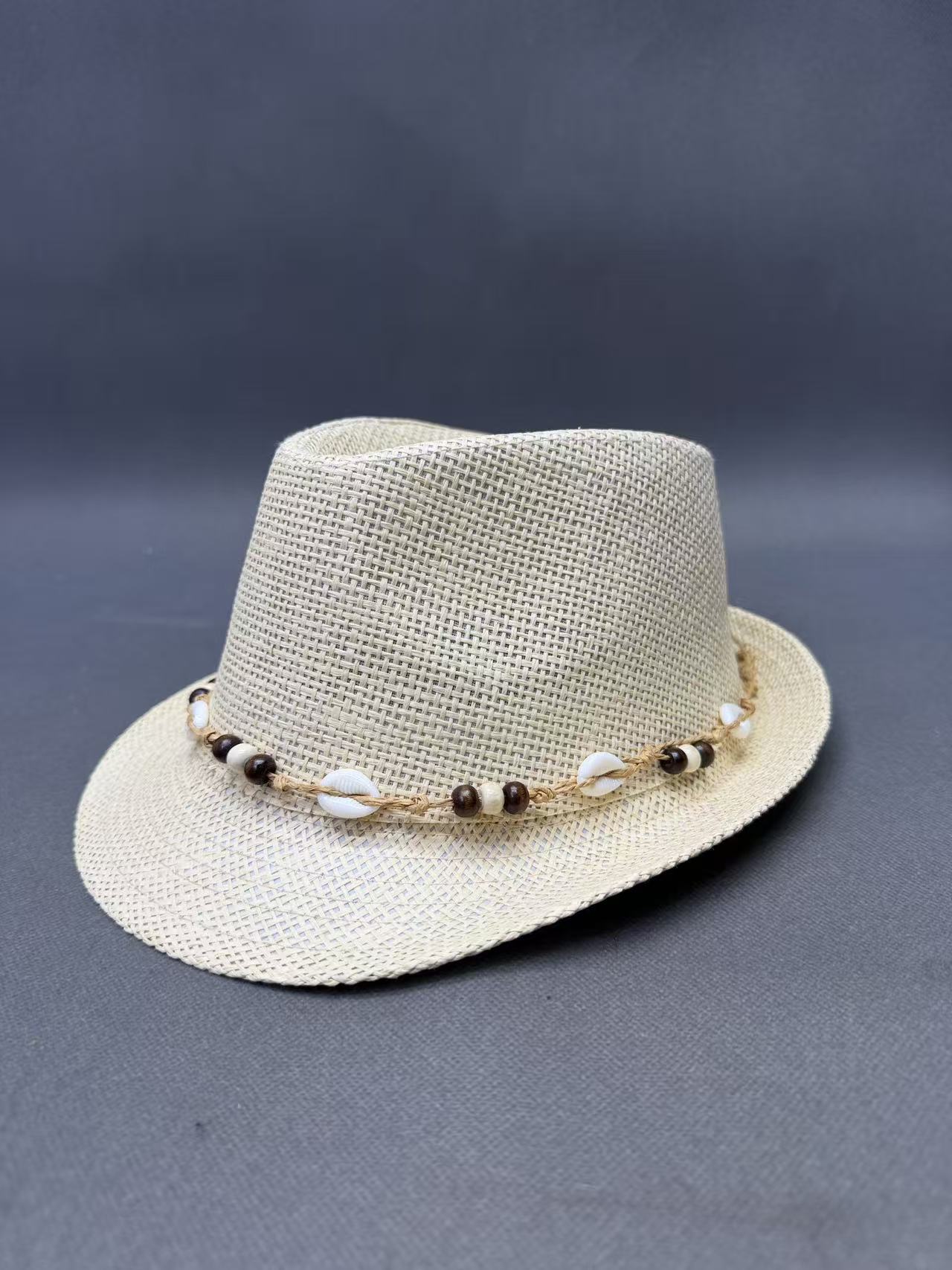 Coastal Bohemian Shell Beaded Straw Fedora Hat