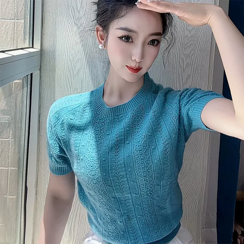 Женский кашемировый свитер — 100% кашемир, короткий рукав, пуловер, трикотаж, свитер 24018