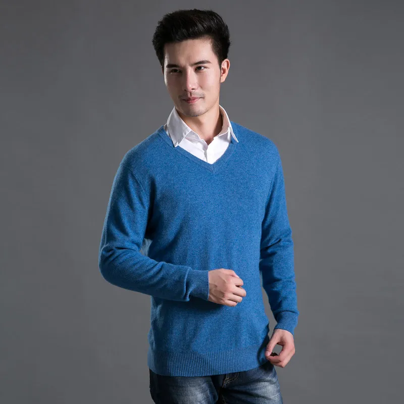 Мужской кашемировый свитер — 100% кашемир, V-образный вырез, джемпер, трикотаж, кофта 11228