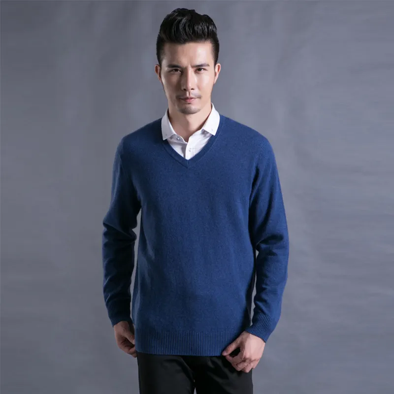 Мужской кашемировый свитер — 100% кашемир, V-образный вырез, джемпер, трикотаж, кофта 11228