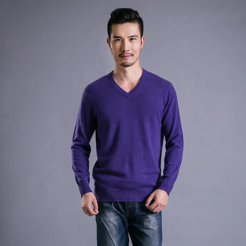 Мужской кашемировый свитер — 100% кашемир, V-образный вырез, джемпер, трикотаж, кофта 11393