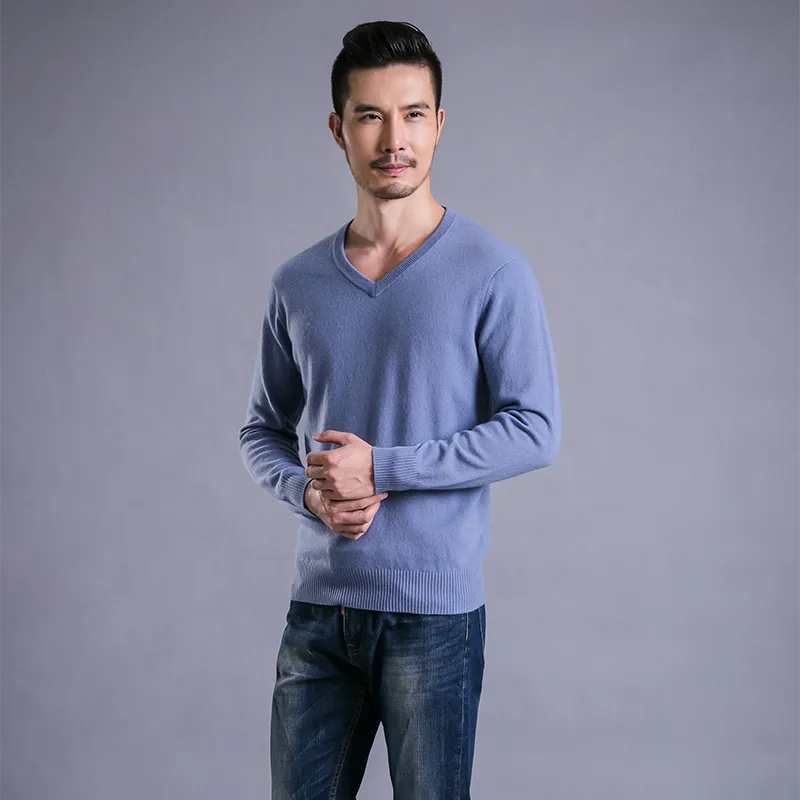 Мужской кашемировый свитер — 100% кашемир, V-образный вырез, джемпер, трикотаж, кофта 11393